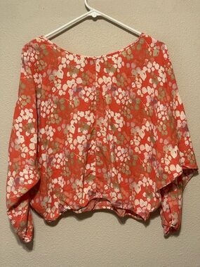 Jessica Simpson Cropped Coral Floral Print Top